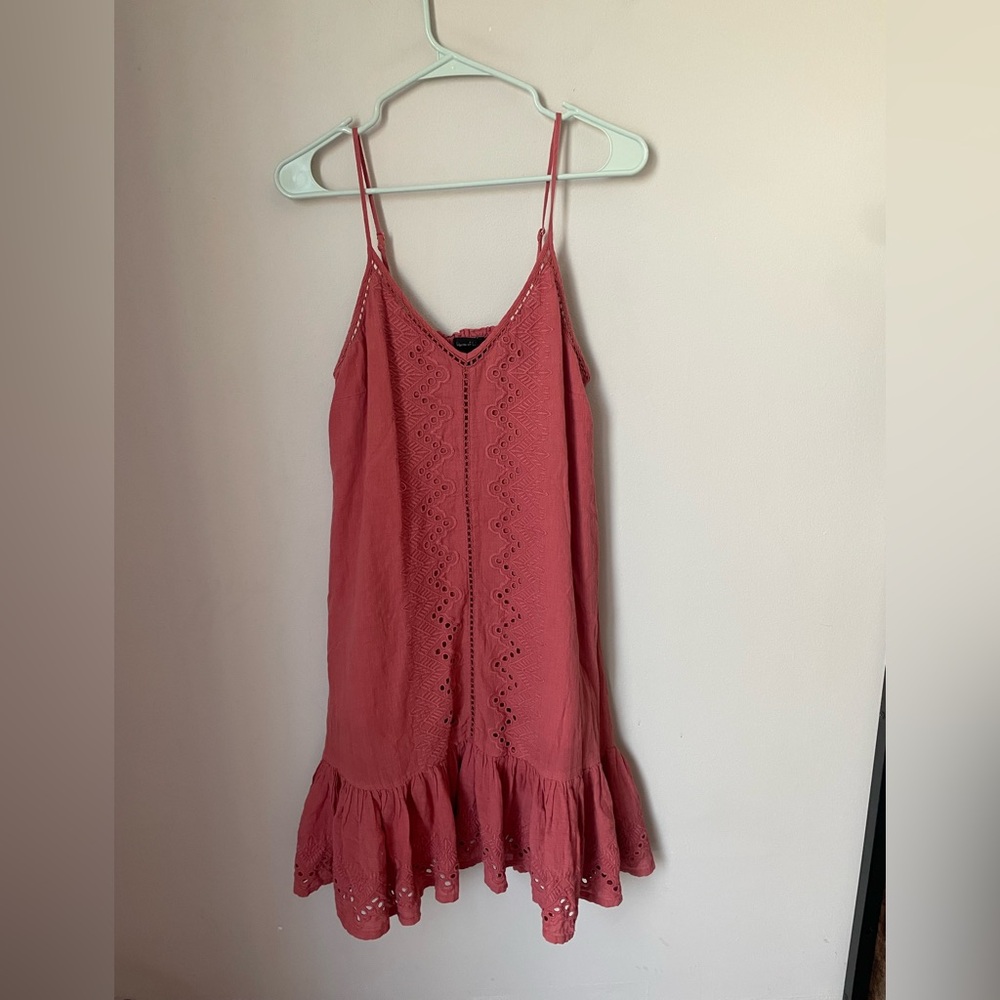 House of Harlow 1960 Sleeveless Eyelet Sundress in Dusty Rose Size Medium